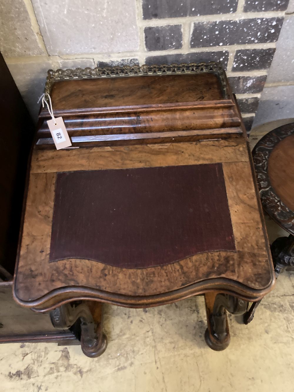 A Victorian walnut serpentine front davenport, width 54cm depth 54cm height 88cm